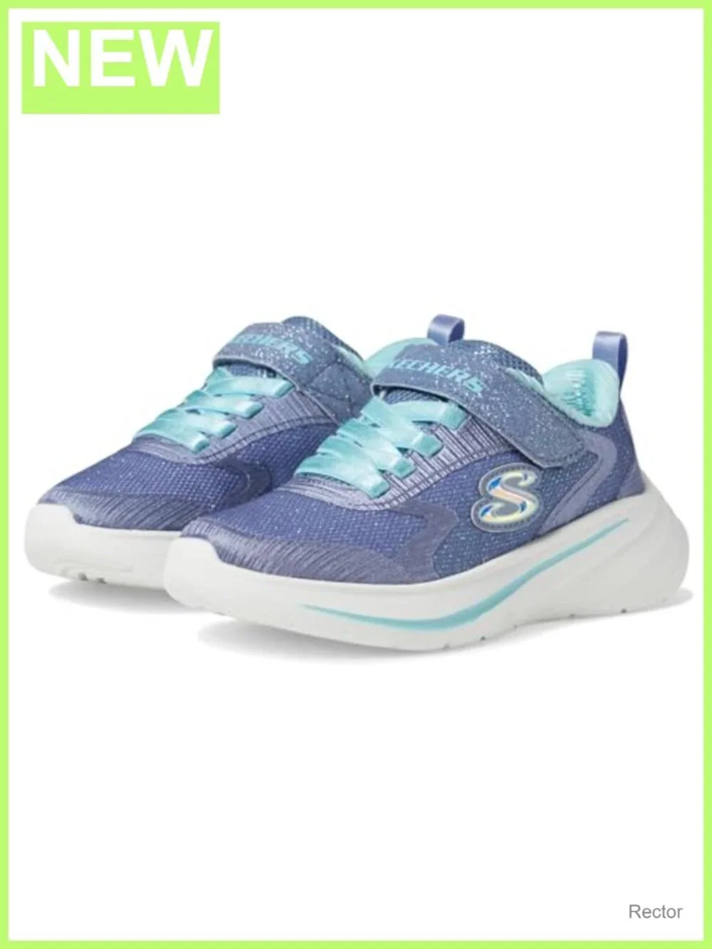 Girls Skechers Wave 92 Sneaker Sparkle Mesh Adaptive Closure
